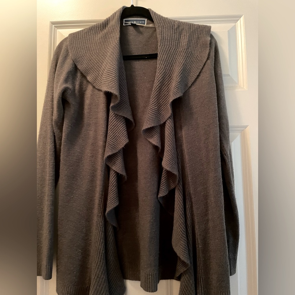Grey Karen Scott Ruffled Cardigan
